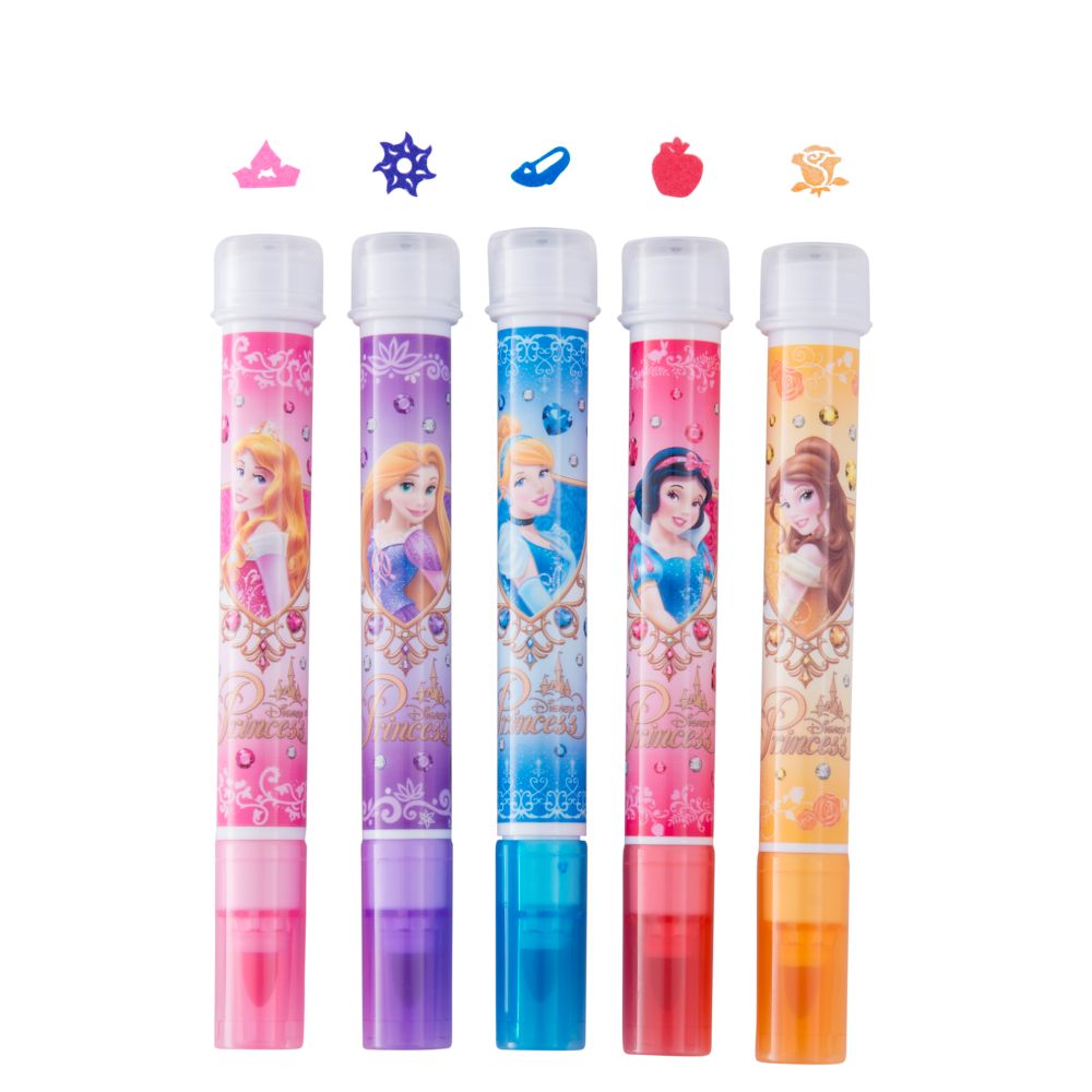 カラーペン5色5本スタンプ付 ディズニープリンセス