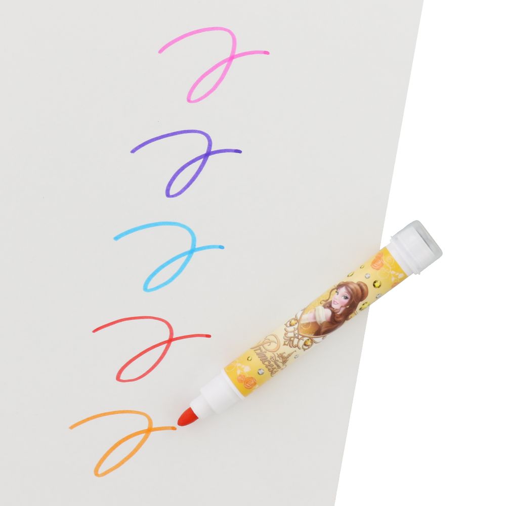 カラーペン5色5本スタンプ付 ディズニープリンセス