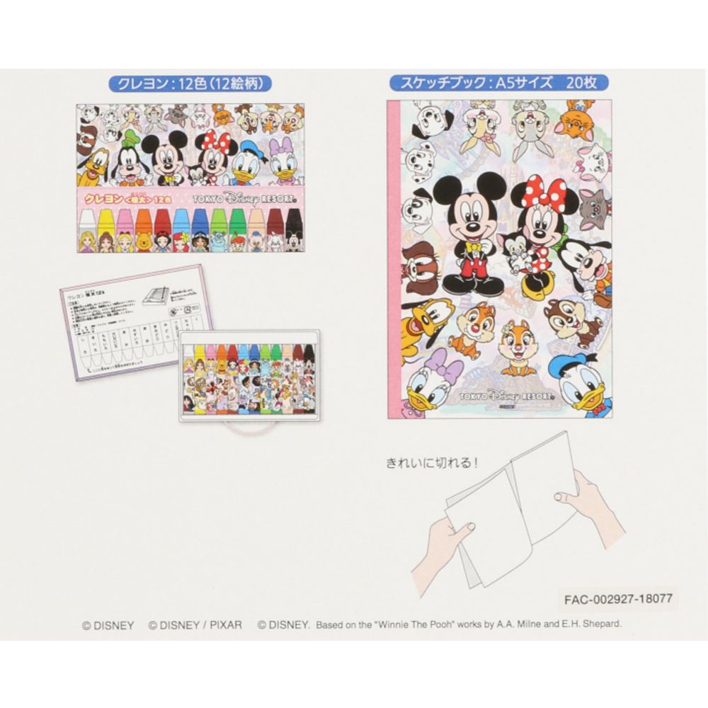 クレヨン12色 スケッチブック ミッキーマウスと仲間たち