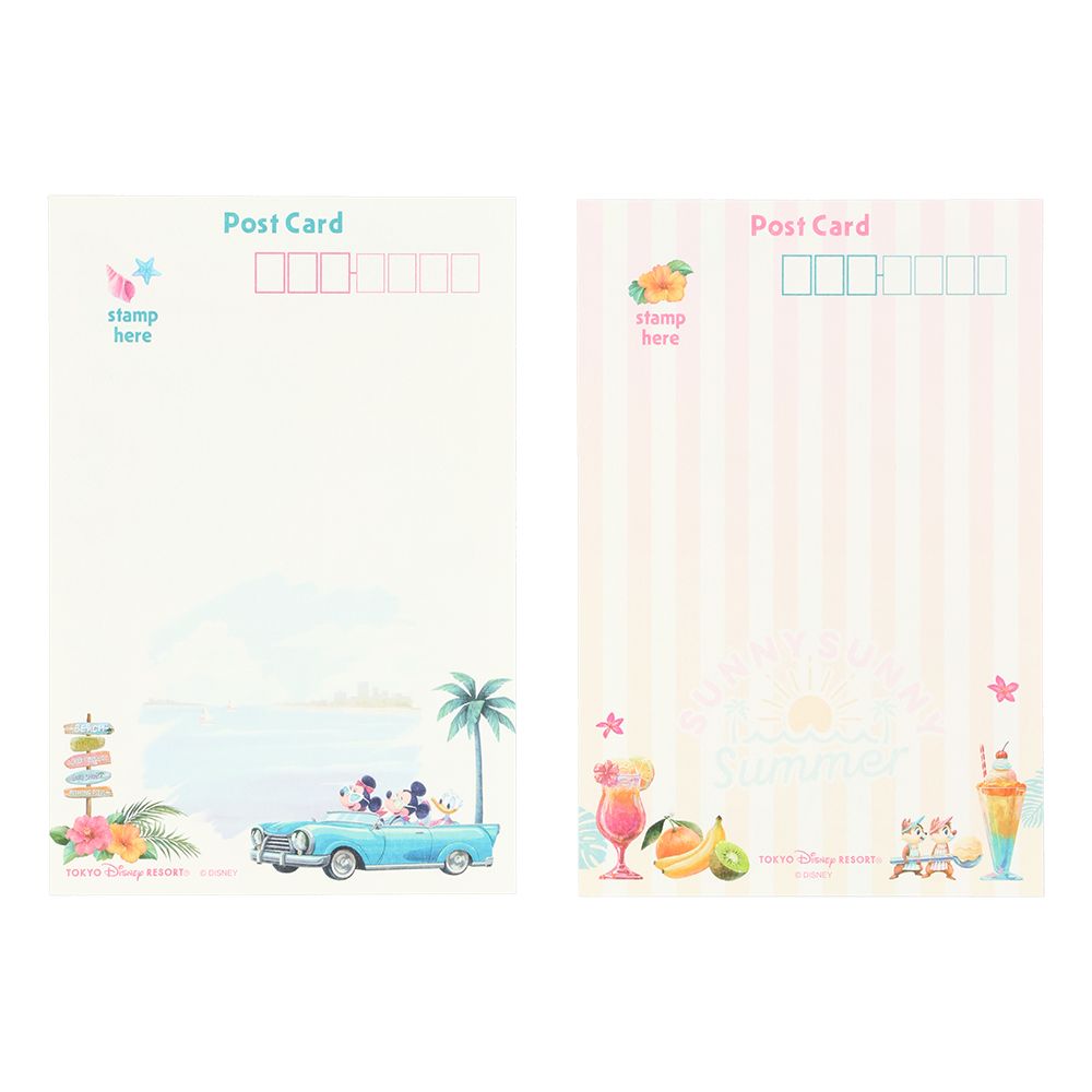 ポストカード2枚 クリアホルダー ミッキーマウスと仲間たち SUNNY SUNNY Summer