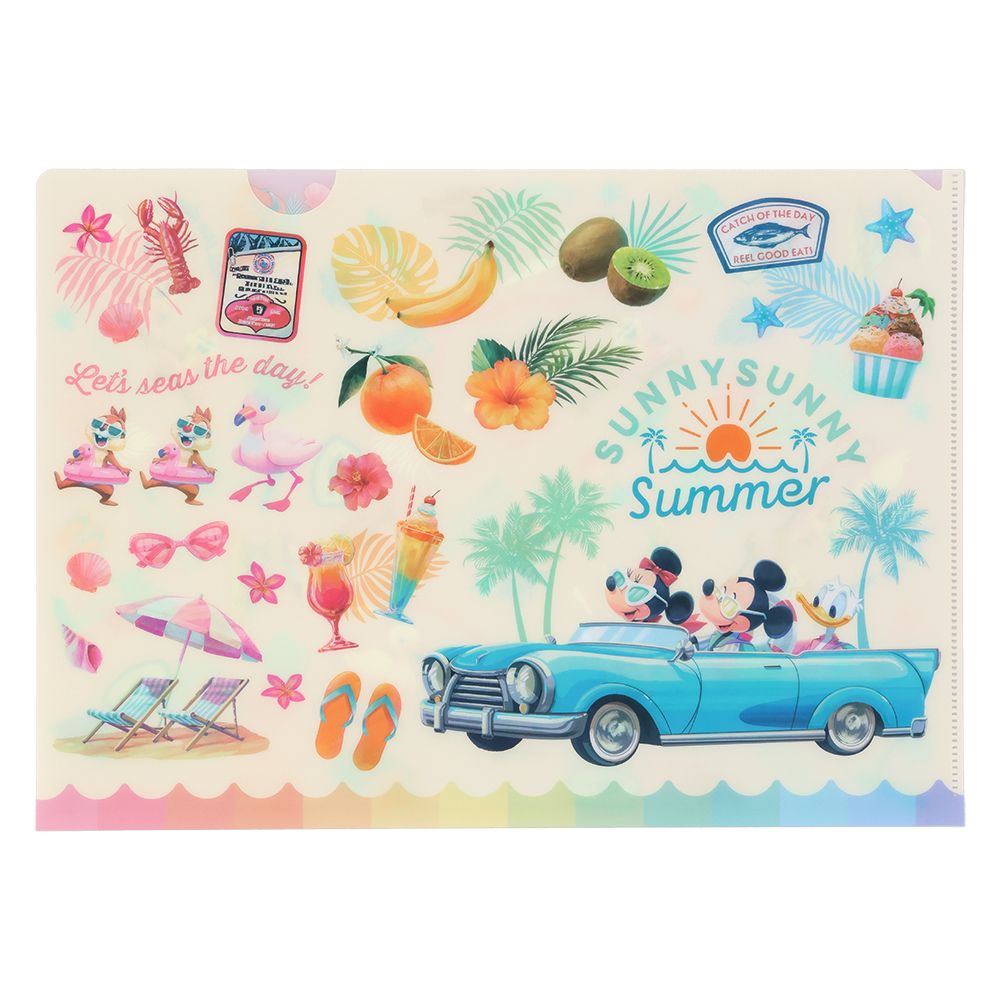 ポストカード2枚 クリアホルダー ミッキーマウスと仲間たち SUNNY SUNNY Summer