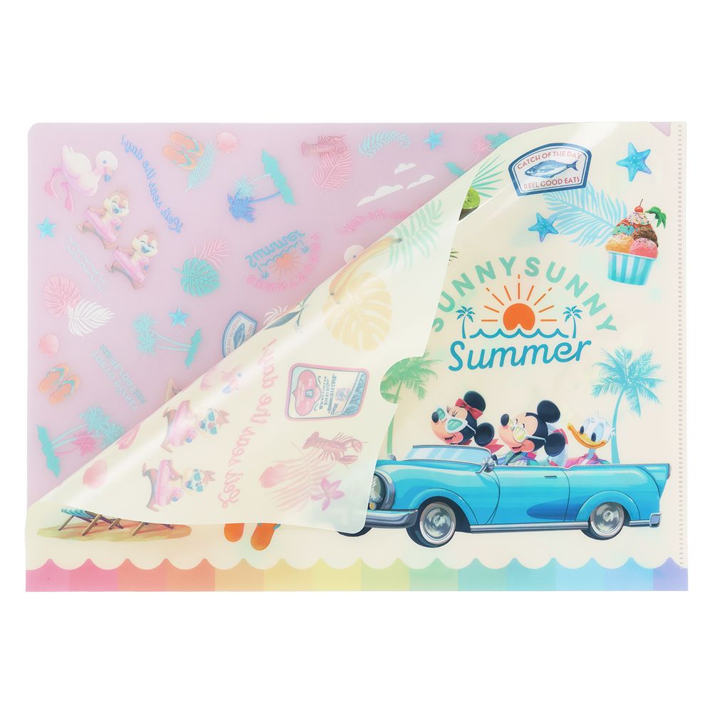 ポストカード2枚 クリアホルダー ミッキーマウスと仲間たち SUNNY SUNNY Summer