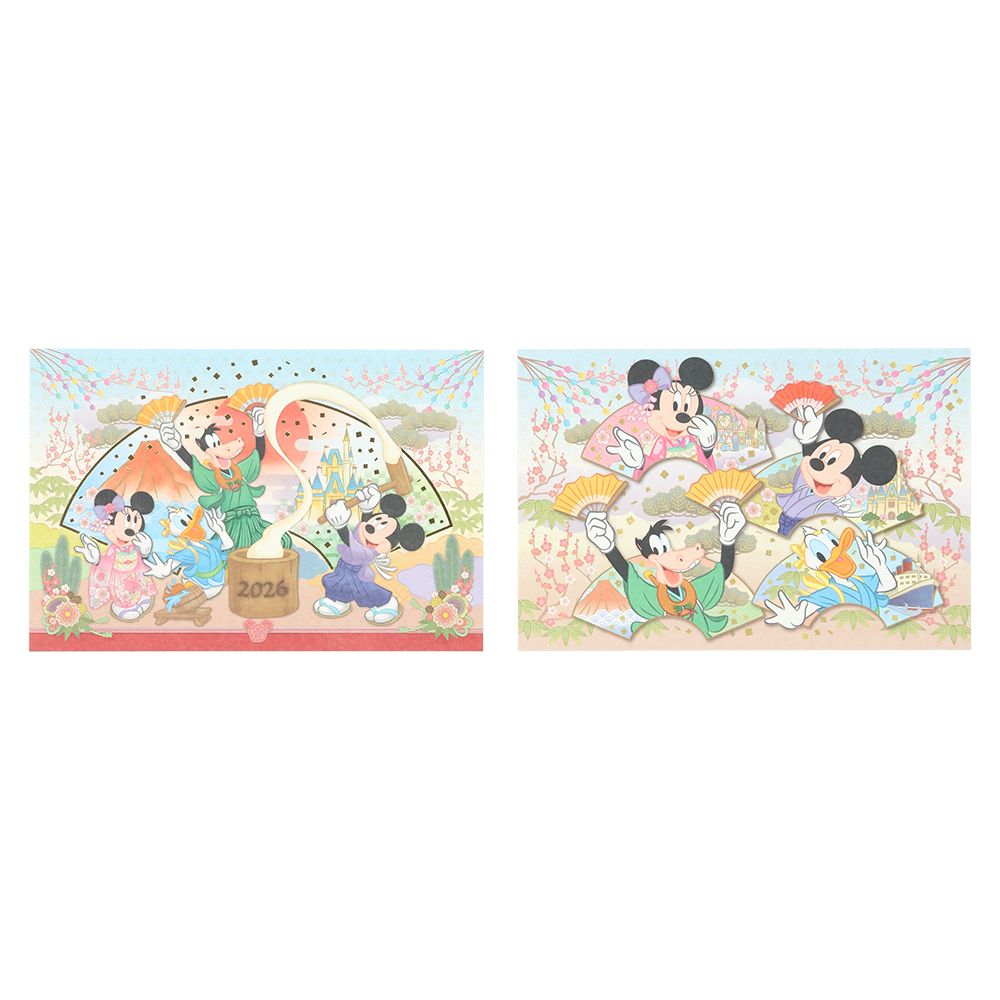 私製年賀はがき 5枚 ミッキーマウスと仲間たち