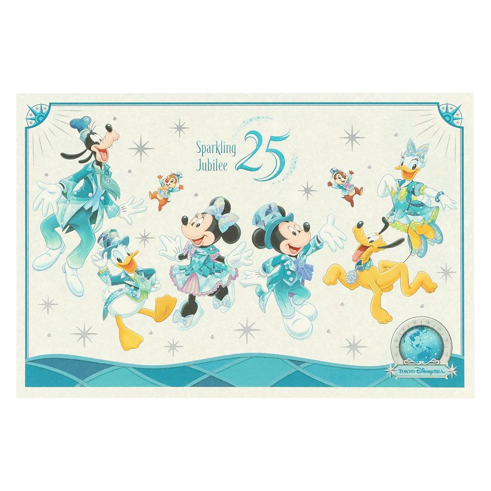 ポストカード2枚 ミッキーマウスと仲間たち 東京ディズニーシー25周年 スパークリング・ジュビリー