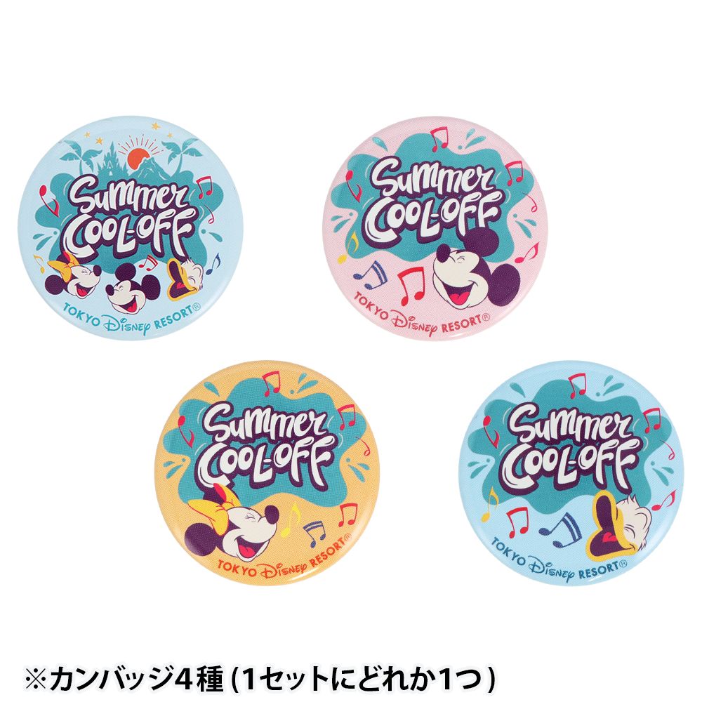 カンバッジ2個 ステッカー2枚 &times; 4箱 ミッキーマウスと仲間たち サマー・クールオフ at Tokyo Disney Resort