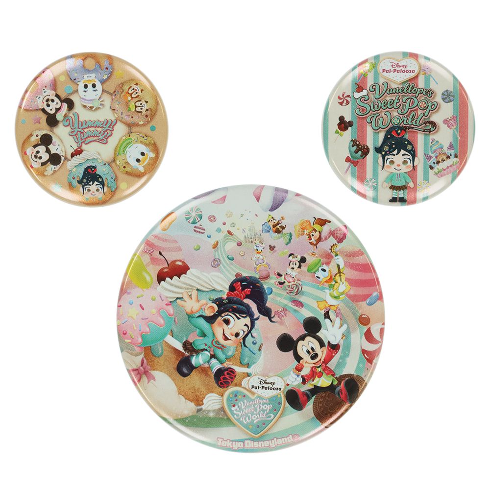 カンバッジ 3個 ミッキーマウスと仲間たち ディズニー・パルパルーザ ヴァネロペのスウィーツ・ポップ・ワールド
