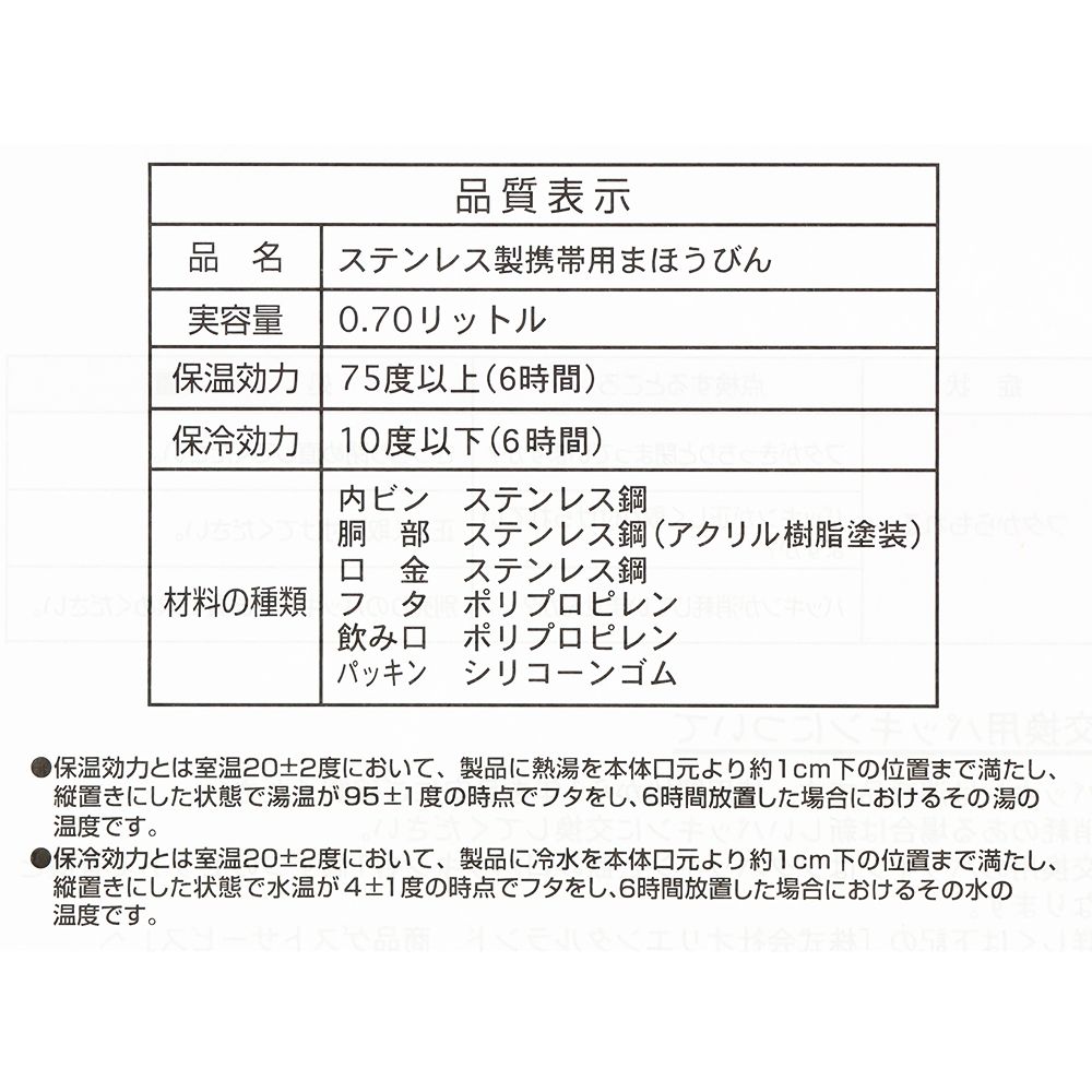 ステンレスボトル0.7リットル ベイマックス