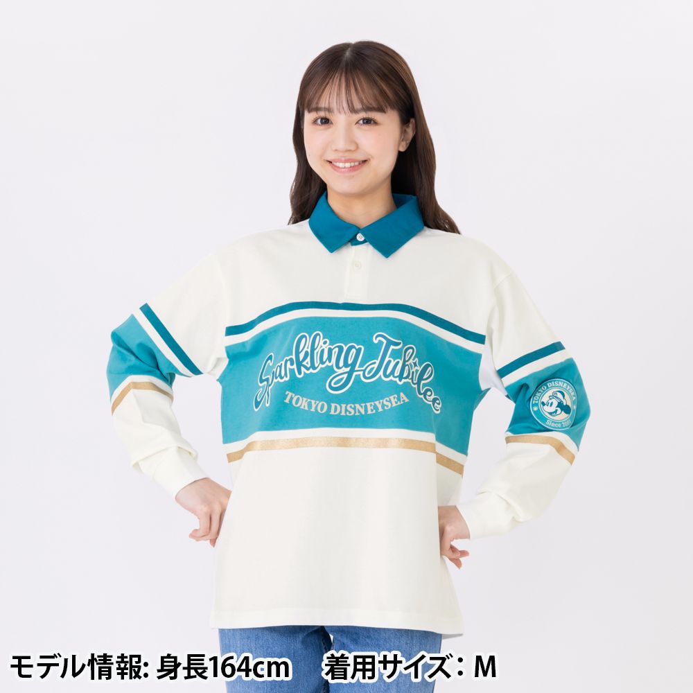 ラガーシャツ 長袖 ユニセックスL ミッキー 東京ディズニーシー25周年 スパークリング・ジュビリー