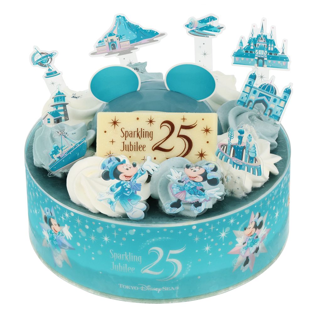 ケーキ 紙箱 ミッキーマウスと仲間たち 東京ディズニーシー25周年 スパークリング・ジュビリー