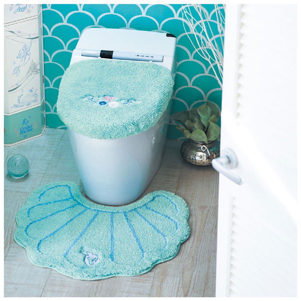 公式 ショップディズニー アリエル トイレマット フタカバーセット 標準マット 温水フタタイプ シェルデザイン
