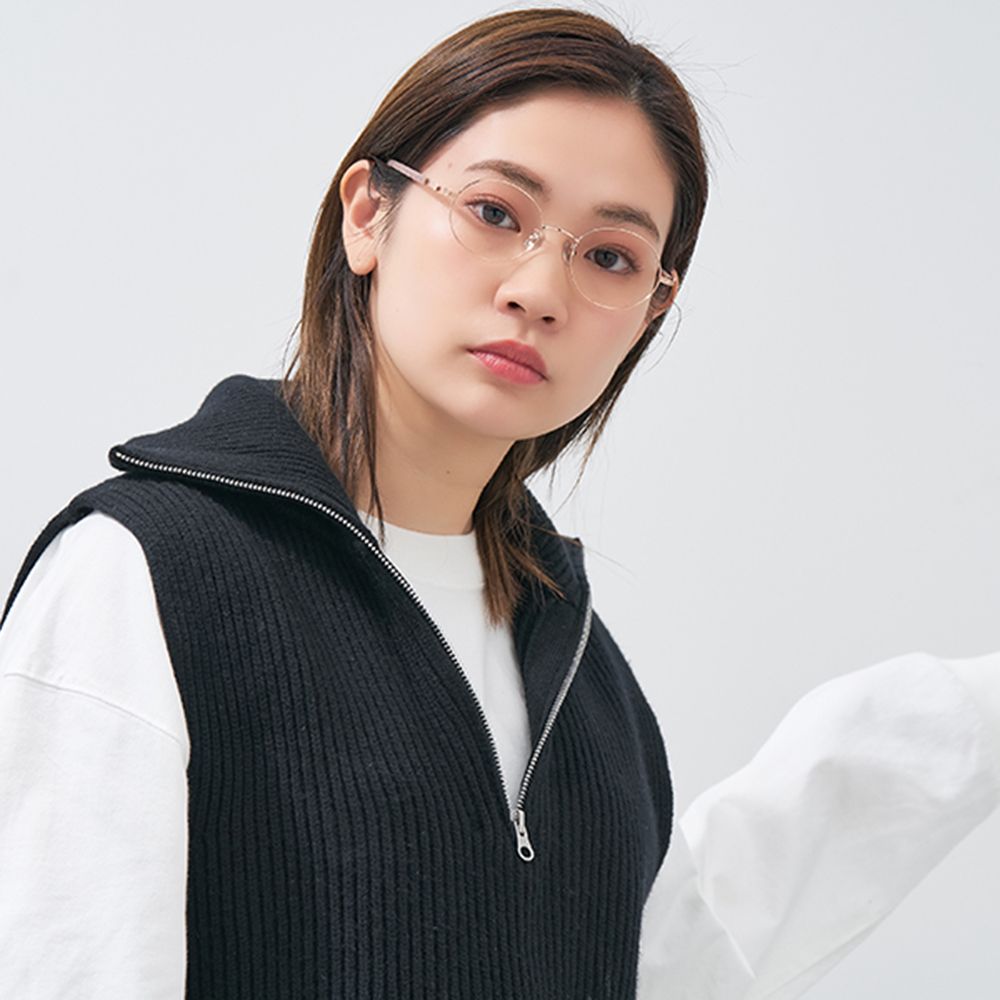 Zoff MICKEY&MINNIE ミニーマウス ラウンド型 メガネ くすみパステルカラー フリーサイズ ZC242002_21E1