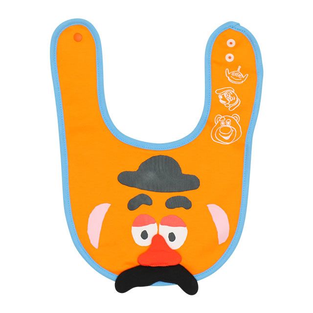 【ベビードール】ポテトヘッド 飛び出しスタイ 4605 / 赤ちゃん 出産祝い 贈り物 プレゼント ベビー用品 立体モチーフ スナップボタン付（2段階調節可） リバーシブル仕様 ポリウレタンコーティング加工