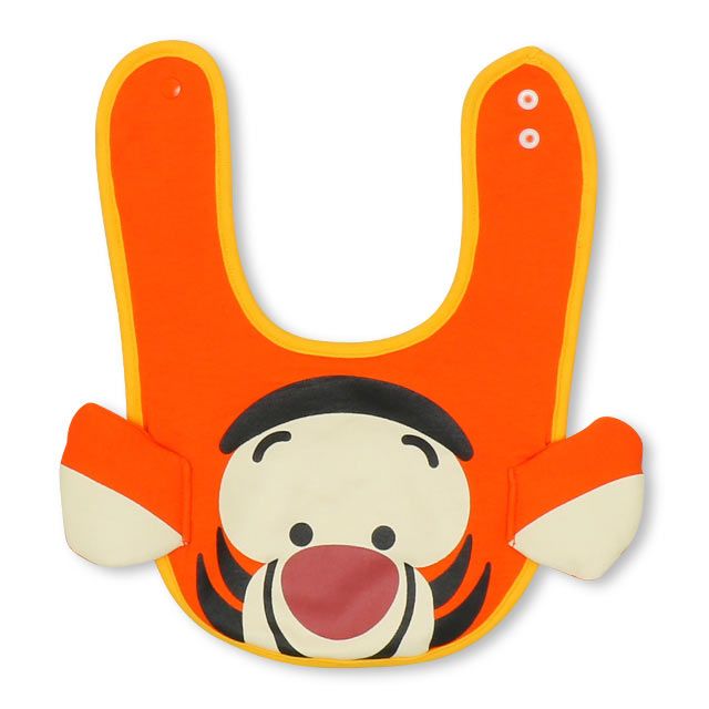 【ベビードール】ティガー 飛び出しスタイ 4605 / 赤ちゃん 出産祝い 贈り物 プレゼント ベビー用品 立体モチーフ スナップボタン付（2段階調節可） リバーシブル仕様 ポリウレタンコーティング加工