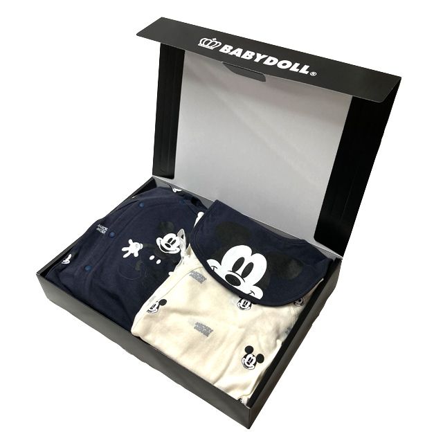 【ベビードール】ミニー ギフトBOX付き 3点ギフトセット 5464B 【DY】 / 50-60cm ベビーサイズ 赤ちゃん 出産祝い ベビー服 ベビー用品 コンビ肌着 ドレスオール カバーオール 2WAYオール スタイ