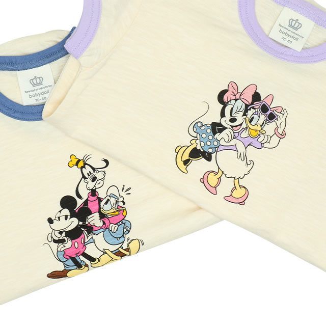 公式 ショップディズニー ベビードール ディズニー キャラクタープリントぽってりロンパース 6259b ライトブルー