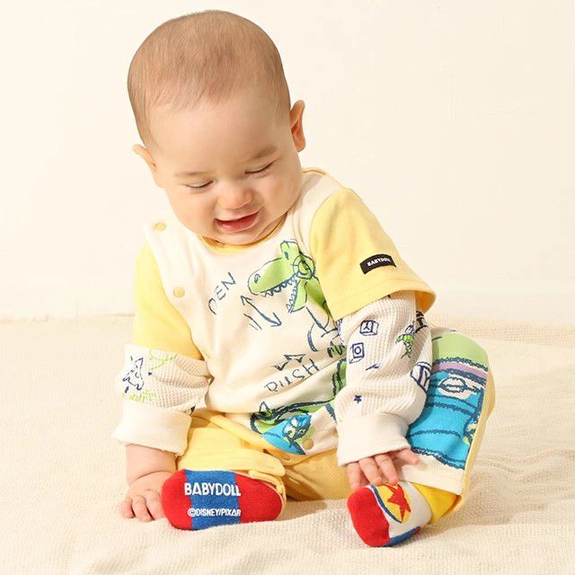 【ベビードール】ピクサーボール ベビーソックス 7055 / ルクソーボール トイストーリー 9-12cm ベビーサイズ 赤ちゃん 靴下 くつ下 滑り止め付き