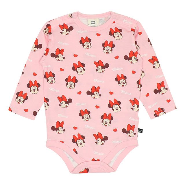 【ベビードール】ミニー 総柄ボディスーツ 7879B / ベビーサイズ 赤ちゃん 出産祝い 贈り物 プレゼント ベビー服 長袖 ワンオール 天竺素材