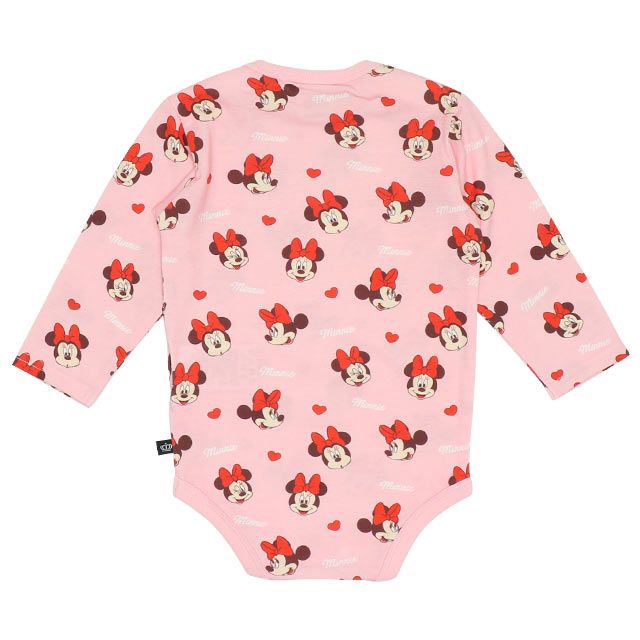 【ベビードール】ミニー 総柄ボディスーツ 7879B / ベビーサイズ 赤ちゃん 出産祝い 贈り物 プレゼント ベビー服 長袖 ワンオール 天竺素材