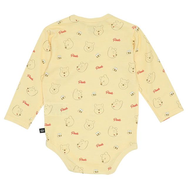 【ベビードール】プー 総柄ボディスーツ 7879B / ベビーサイズ 赤ちゃん 出産祝い 贈り物 プレゼント ベビー服 長袖 ワンオール 天竺素材
