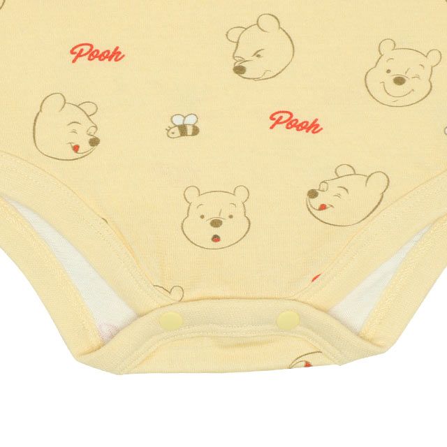 【ベビードール】プー 総柄ボディスーツ 7879B / ベビーサイズ 赤ちゃん 出産祝い 贈り物 プレゼント ベビー服 長袖 ワンオール 天竺素材