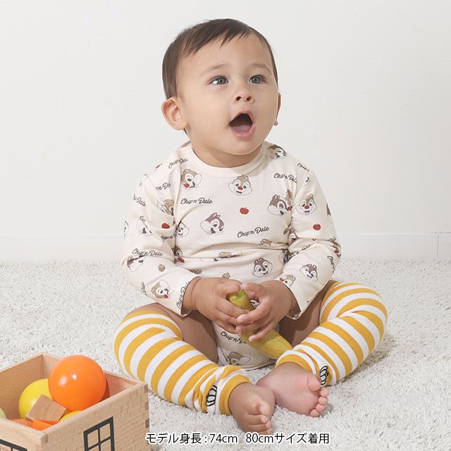 【ベビードール】プー 総柄ボディスーツ 7879B / ベビーサイズ 赤ちゃん 出産祝い 贈り物 プレゼント ベビー服 長袖 ワンオール 天竺素材