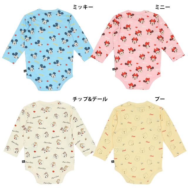 【ベビードール】プー 総柄ボディスーツ 7879B / ベビーサイズ 赤ちゃん 出産祝い 贈り物 プレゼント ベビー服 長袖 ワンオール 天竺素材