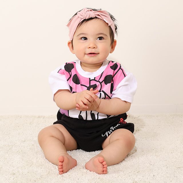 【ベビードール】ミニー キャラクターベビーブルマ 7909 / 腹囲38cm ベビーサイズ 赤ちゃん 出産祝い 贈り物 プレゼント ベビー服 立体モチーフ ウエスト総ゴム 綿100％