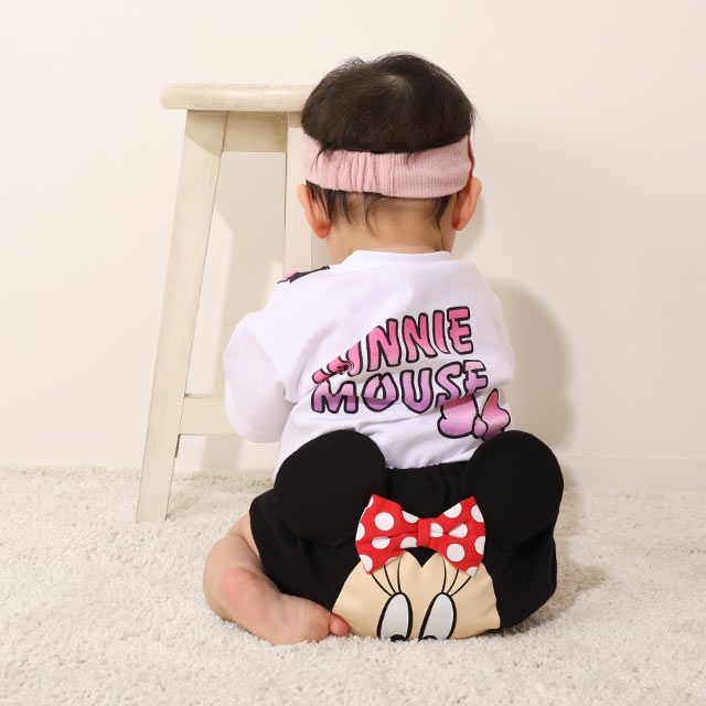 【ベビードール】ミニー キャラクターベビーブルマ 7909 / 腹囲38cm ベビーサイズ 赤ちゃん 出産祝い 贈り物 プレゼント ベビー服 立体モチーフ ウエスト総ゴム 綿100％