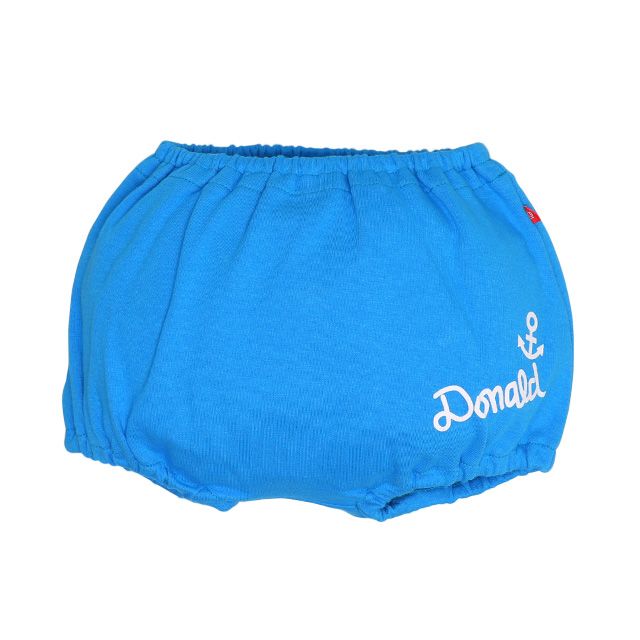 【ベビードール】ドナルド キャラクターベビーブルマ 7909 / 腹囲38cm ベビーサイズ 赤ちゃん 出産祝い 贈り物 プレゼント ベビー服 立体モチーフ ウエスト総ゴム 綿100％