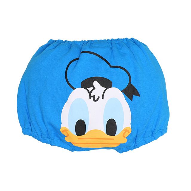 【ベビードール】ドナルド キャラクターベビーブルマ 7909 / 腹囲38cm ベビーサイズ 赤ちゃん 出産祝い 贈り物 プレゼント ベビー服 立体モチーフ ウエスト総ゴム 綿100％