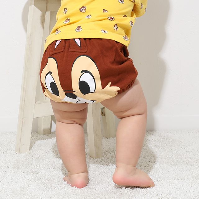 【ベビードール】チップ キャラクターベビーブルマ 7909 / 腹囲38cm ベビーサイズ 赤ちゃん 出産祝い 贈り物 プレゼント ベビー服 立体モチーフ ウエスト総ゴム 綿100％