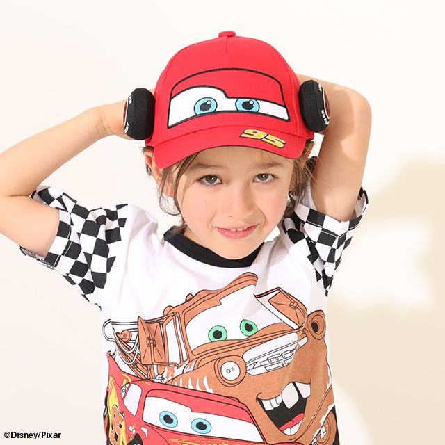 【ベビードール】カーズ ツイルキャップ 8100 / 頭回り：50-54cm キッズ 帽子 ぼうし キャップ 立体モチーフ 反射素材 リフレクター付き 面ファスナーでサイズ調整可能 日よけ UV対策