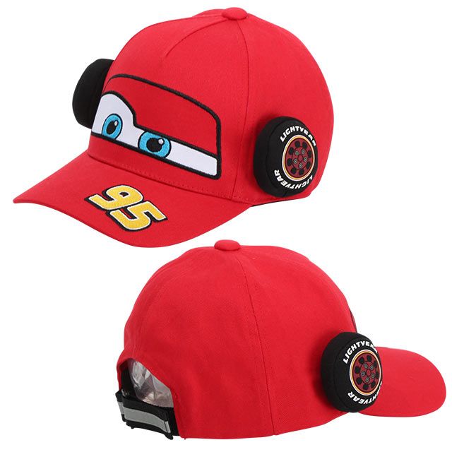 【ベビードール】カーズ ツイルキャップ 8100 / 頭回り：50-54cm キッズ 帽子 ぼうし キャップ 立体モチーフ 反射素材 リフレクター付き 面ファスナーでサイズ調整可能 日よけ UV対策