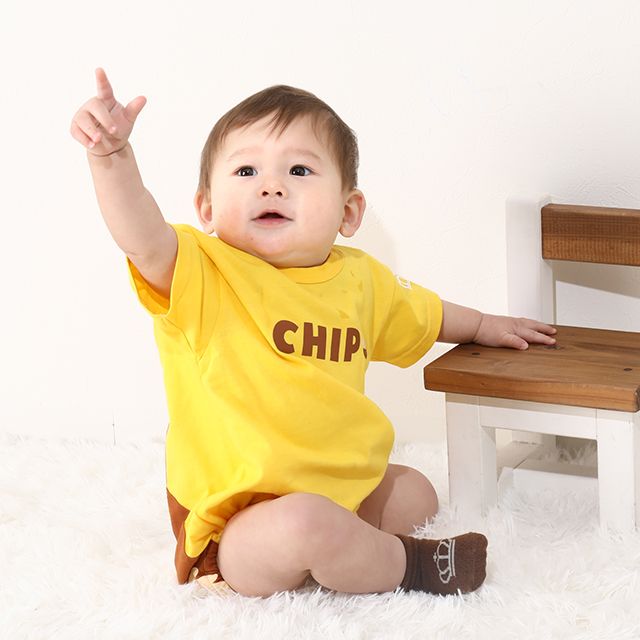 【ベビードール】チップ ぽってりロンパース 8207B / 70-80cm ベビー服 つなぎ 半袖 ボディ肌着 出産祝い 贈り物 プレゼント 立体モチーフ 綿100％