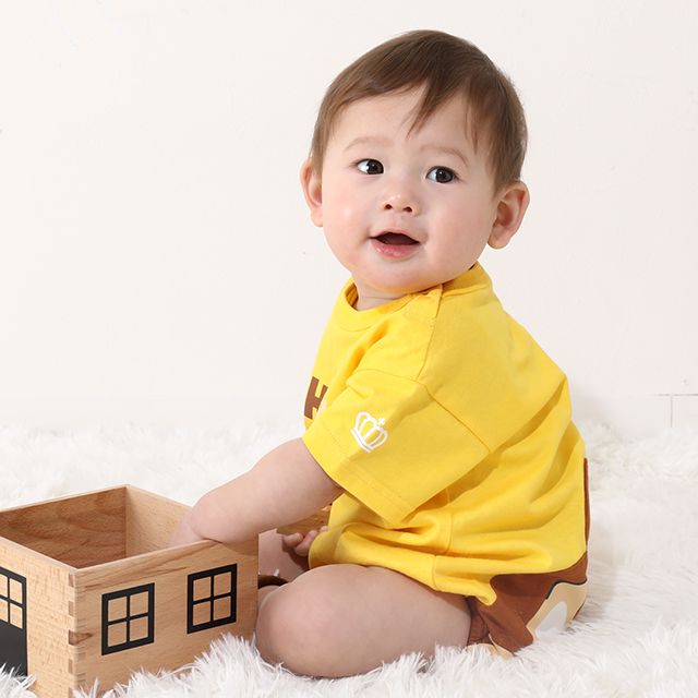 【ベビードール】チップ ぽってりロンパース 8207B / 70-80cm ベビー服 つなぎ 半袖 ボディ肌着 出産祝い 贈り物 プレゼント 立体モチーフ 綿100％