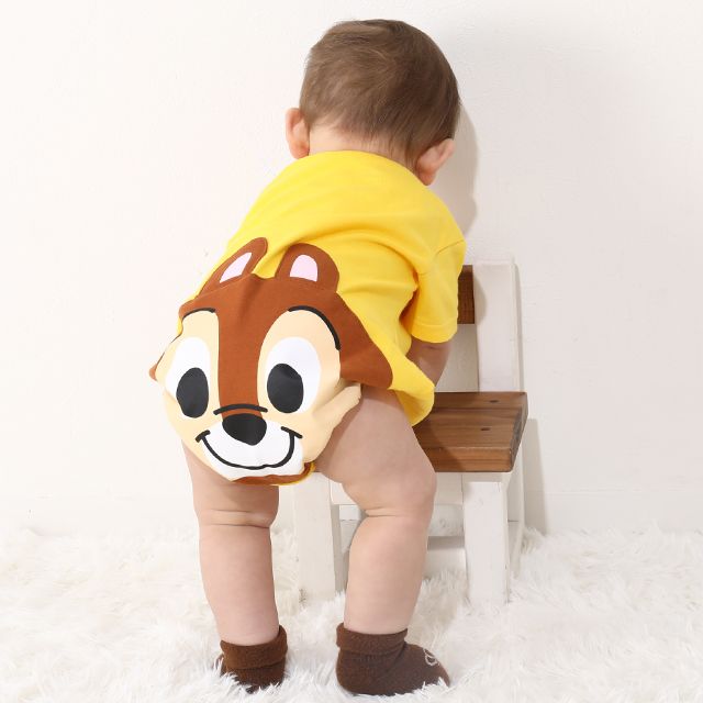 【ベビードール】チップ ぽってりロンパース 8207B / 70-80cm ベビー服 つなぎ 半袖 ボディ肌着 出産祝い 贈り物 プレゼント 立体モチーフ 綿100％