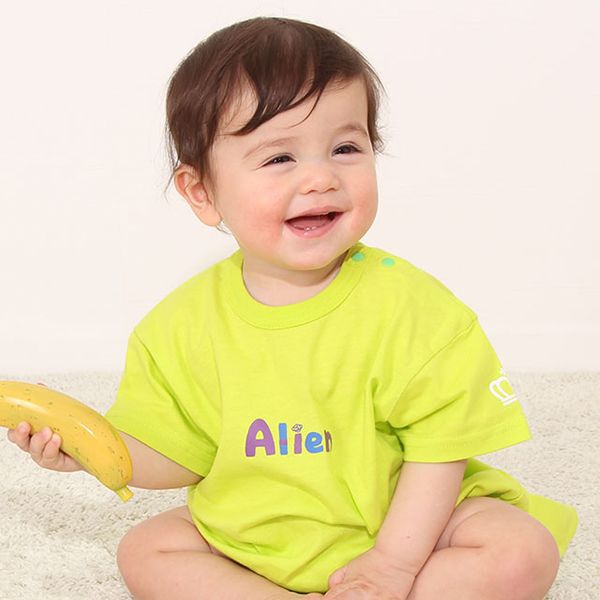 【ベビードール】リトルグリーンメン ぽってりロンパース 8207B / 70-80cm ベビーサイズ 赤ちゃん 出産祝い 贈り物 プレゼント ベビー服 半袖 立体モチーフ 天竺素材