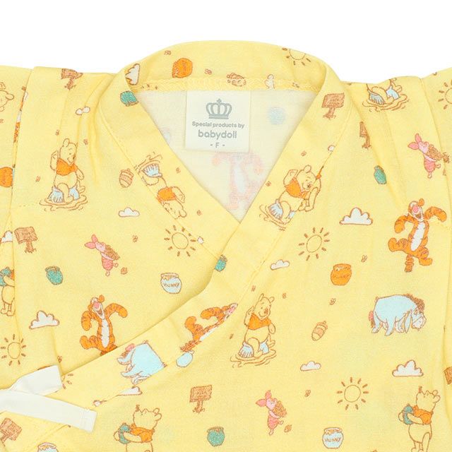 【ベビードール】プー 甚平2wayオール 8290B / ベビーサイズ 赤ちゃん ベビー服 つなぎ 半袖 ボディ肌着 カバーオール ドレスオール 左前、脇部分に結び紐 ガーゼ素材