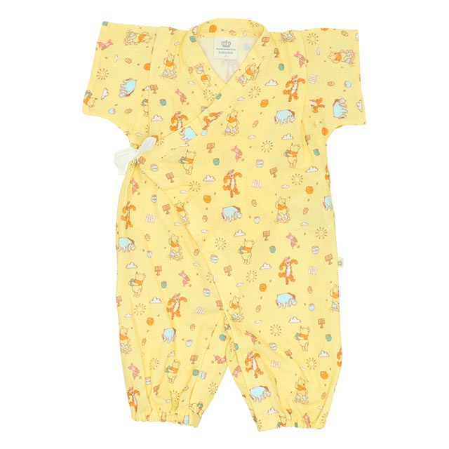 【ベビードール】プー 甚平2wayオール 8290B / ベビーサイズ 赤ちゃん ベビー服 つなぎ 半袖 ボディ肌着 カバーオール ドレスオール 左前、脇部分に結び紐 ガーゼ素材