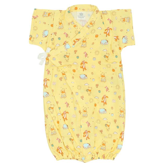 【ベビードール】プー 甚平2wayオール 8290B / ベビーサイズ 赤ちゃん ベビー服 つなぎ 半袖 ボディ肌着 カバーオール ドレスオール 左前、脇部分に結び紐 ガーゼ素材