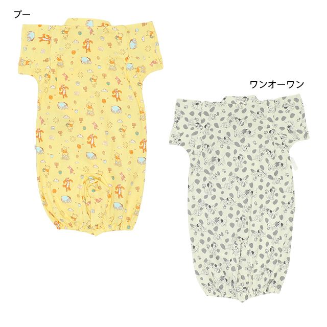 【ベビードール】１０１匹わんちゃん 甚平2wayオール 8290B / ベビーサイズ 赤ちゃん ベビー服 つなぎ 半袖 ボディ肌着 カバーオール ドレスオール 左前、脇部分に結び紐 ガーゼ素材