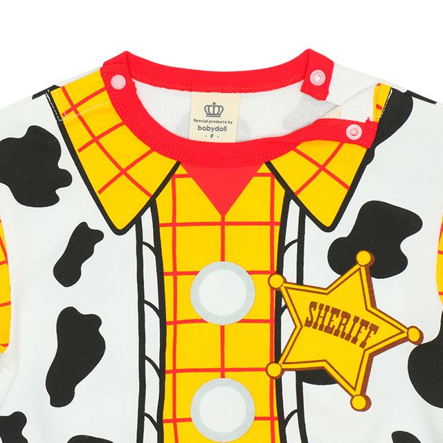 【ベビードール】ウッディ なりきる ぽってりロンパース 8524B / 70-80cm ベビーサイズ 赤ちゃん 出産祝い 贈り物 プレゼント ベビー服 長袖 脚口部分ゴム入 綿100％ 仮装 コスチューム コスプレ