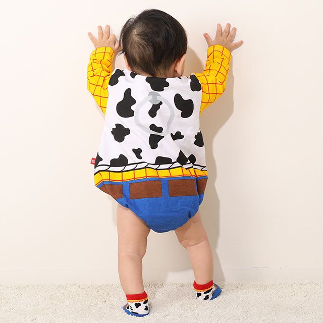 【ベビードール】ウッディ なりきる ぽってりロンパース 8524B / 70-80cm ベビーサイズ 赤ちゃん 出産祝い 贈り物 プレゼント ベビー服 長袖 脚口部分ゴム入 綿100％ 仮装 コスチューム コスプレ