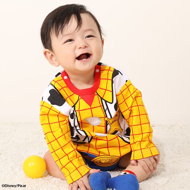 【ベビードール】ウッディ なりきる ぽってりロンパース 8524B / 70-80cm ベビーサイズ 赤ちゃん 出産祝い 贈り物 プレゼント ベビー服 長袖 脚口部分ゴム入 綿100％ 仮装 コスチューム コスプレ