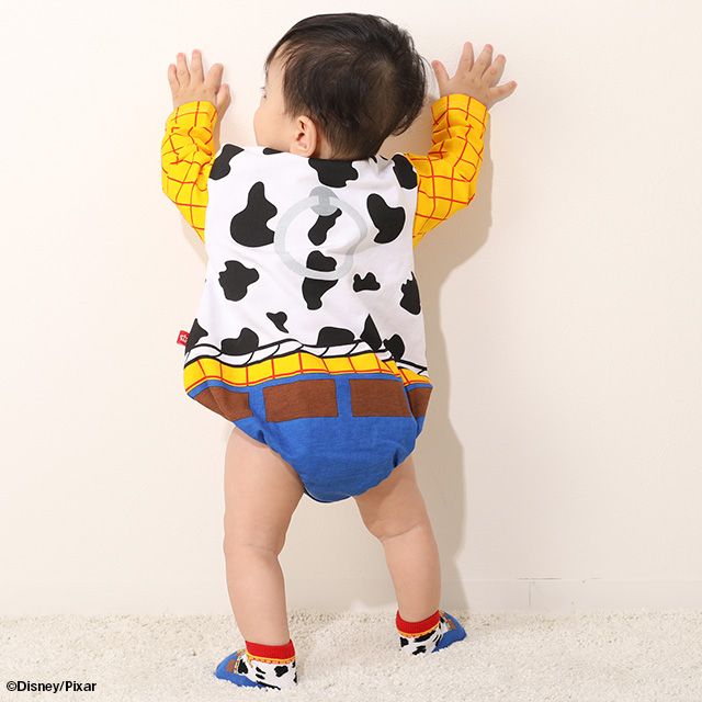 【ベビードール】ウッディ なりきる ぽってりロンパース 8524B / 70-80cm ベビーサイズ 赤ちゃん 出産祝い 贈り物 プレゼント ベビー服 長袖 脚口部分ゴム入 綿100％ 仮装 コスチューム コスプレ