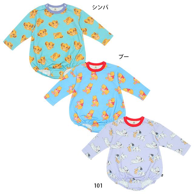 【ベビードール】プー 総柄ぽってりロンパース 8527B / ベビーサイズ 赤ちゃん 出産祝い ベビー服 ベビーつなぎ 長袖