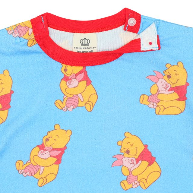 【ベビードール】プー 総柄ぽってりロンパース 8527B / ベビーサイズ 赤ちゃん 出産祝い ベビー服 ベビーつなぎ 長袖