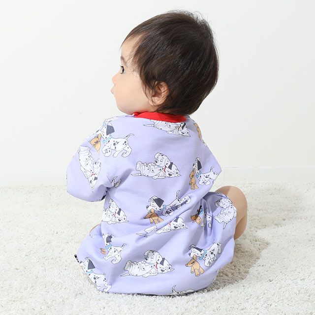 【ベビードール】１０１匹わんちゃん 総柄ぽってりロンパース 8527B / ベビーサイズ 赤ちゃん 出産祝い ベビー服 ベビーつなぎ 長袖