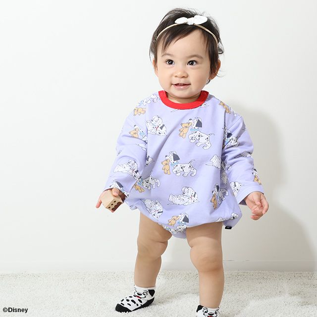 【ベビードール】１０１匹わんちゃん 総柄ぽってりロンパース 8527B / ベビーサイズ 赤ちゃん 出産祝い ベビー服 ベビーつなぎ 長袖