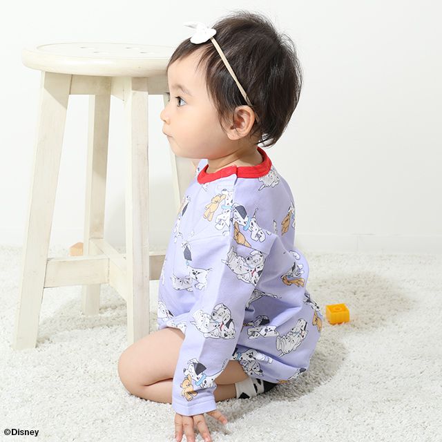 【ベビードール】１０１匹わんちゃん 総柄ぽってりロンパース 8527B / ベビーサイズ 赤ちゃん 出産祝い ベビー服 ベビーつなぎ 長袖